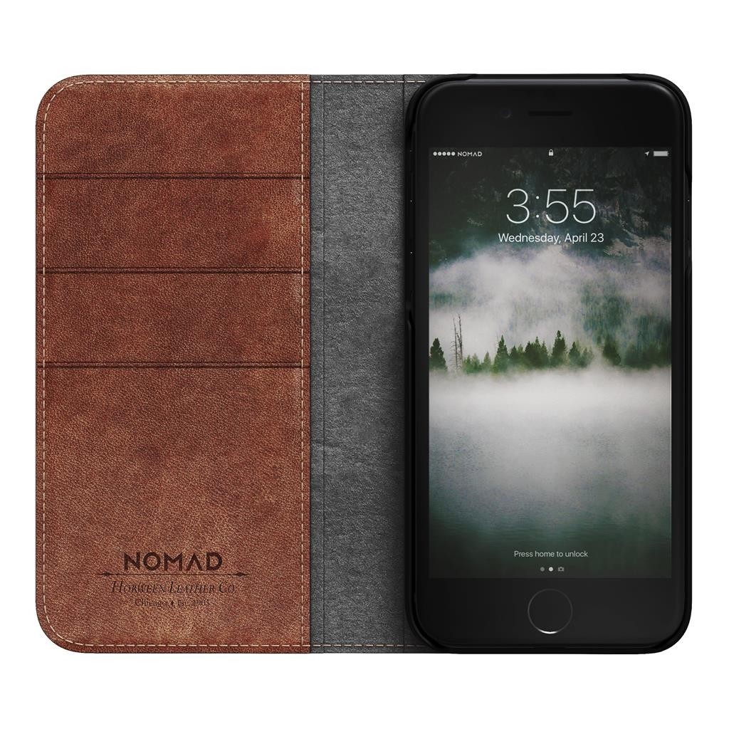 Nomad - Coque portefeuille iPhone 7 / 8 / SE 2020 en cuir - Marron