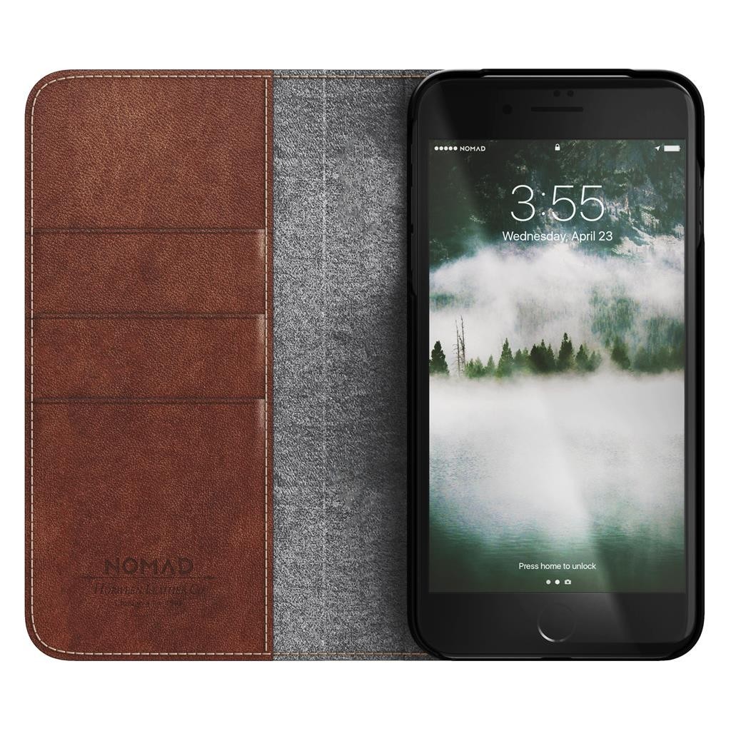 Nomad - Coque portefeuille iPhone 7 / 8 Plus en cuir Marron