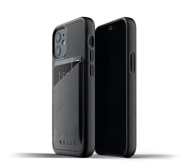 Mujjo - Coque cuir iPhone 12 Mini portefeuille - Noir