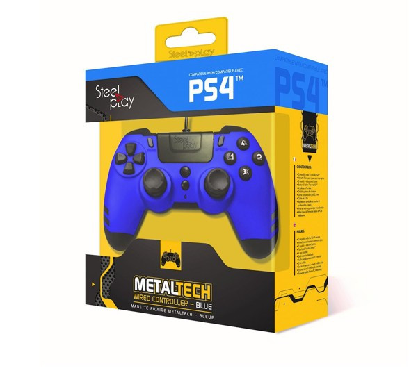 Steelplay MetalTech - Manette avec fil - PS4 Bleue