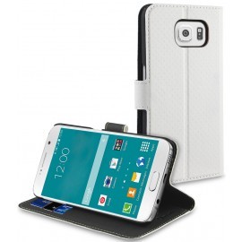 Muvit Wallet Stand - Étui / Support Galaxy S6 - Blanc