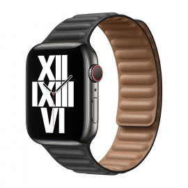 Apple Bracelet à maillons Cuir Apple Watch S/M 42mm / 44mm / 45mm Noir
