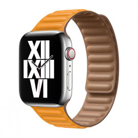 Apple - Bracelet à maillons cuir Apple Watch 38mm / 40mm Leather Link  -  S/M - California Poppy