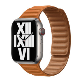 Apple Bracelet à maillons cuir  Apple Watch M/L 38mm / 40mm / 41mm Golden Brown
