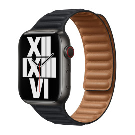 Apple - Bracelet à maillons cuir Apple Watch 38mm / 40mm Leather Link - S/M - Midnight