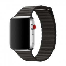 Apple Boucle en cuir Apple Watch large 42mm / 44mm / 45mm / 49mm - Charcoal Gray