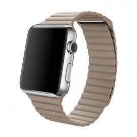Apple Boucle en cuir Apple Watch large 42mm / 44mm / 45mm / 49mm - Stone