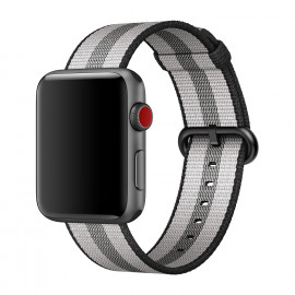 Apple - Bracelet en Nylon tissé Apple Watch 42mm / 44mm / 45mm / 49mm - Noir / Gris