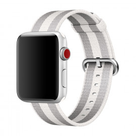 Apple - Bracelet en Nylon tissé Apple Watch 38mm / 40mm / 41mm - Blanc / Gris