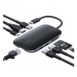 Aukey Unity Series 8-en-1 - Adaptateur USB-C Hub Ethernet - Gris sidéral 