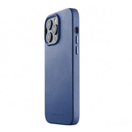 Mujjo Coque en cuir MagSafe pour iPhone 14 / 15 Plus - Bleu