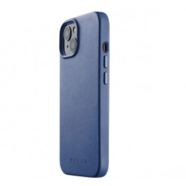 Mujjo Coque en cuir MagSafe pour iPhone 14 / 15 - Bleu