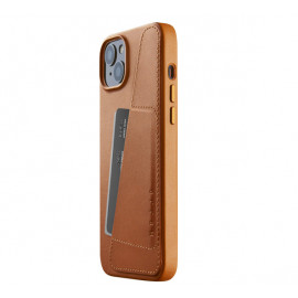 Mujjo Coque en cuir portefeuille pour iPhone 14 Plus - Brun