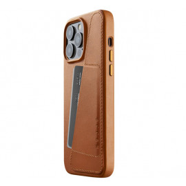 Mujjo Coque en cuir portefeuille pour iPhone 14 Pro Max - Brun