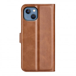 Casecentive Étui portefeuille en cuir avec fermeture iPhone 14 - Marron