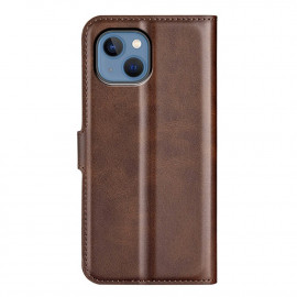 Casecentive Étui portefeuille en cuir avec fermeture iPhone 14 - Marron Foncé
