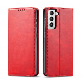 Casecentive - Étui portefeuille en cuir Galaxy S21 Plus rouge