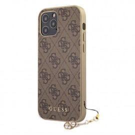Guess 4G Charms Coque pour iPhone 12 / 12 Pro - Brun