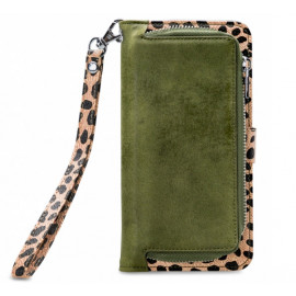 Mobilize 2in1 Gelly Wallet Zipper Case iPhone 12 / iPhone 12 Pro olijfgroen / leopard