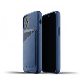 Mujjo - Coque cuir iPhone 12 Mini portefeuille - Bleu