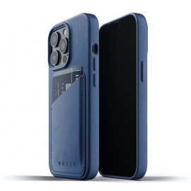 Mujjo - Coque cuir iPhone 13 Pro portefeuille - Bleu