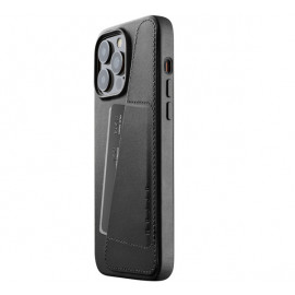 Mujjo Coque en cuir portefeuille pour iPhone 14 Pro Max - Noir