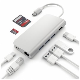 Satechi Adaptateur USB-C vers USB 3.0 - HDMI 4K - Ethernet - Carte SD - Argent