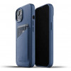Mujjo - Coque cuir iPhone 13 Mini portefeuille - Bleu