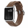 Nomad bracelet en cuir traditionnel Apple Watch 42mm / 44mm / 45mm / 49mm - Brun / Argent 