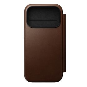 Coque en Cuir Folio Moderne Nomad iPhone 17 Pro – Marron