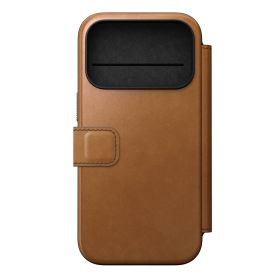 Coque en Cuir Folio Moderne Nomad iPhone 17 Pro – Beige clair