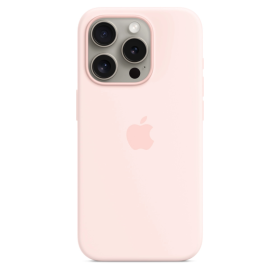 Coque Apple Silicone MagSafe iPhone 15 Pro Rose Clair