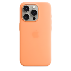Coque Apple Silicone MagSafe iPhone 15 Pro Sorbet Orange