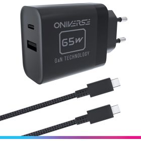 Oniverse AC Adaptateur 65W USB-C pour Switch 2 (1,5 mètres) - Noir