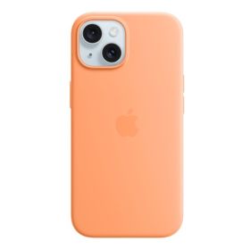 Apple Coque MagSafe en silicone iPhone 15 Sorbet orange