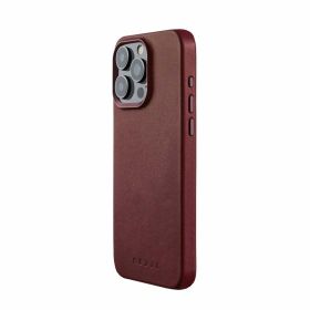 Mujjo Coque Portefeuille en Cuir avec MagSafe pour iPhone 15 Pro – Bordeaux