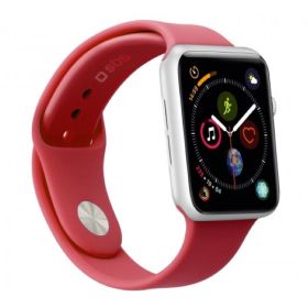 SBS Bracelet en Silicone Apple Watch Small/Medium 42mm / 44mm / 45mm / 49mm – Rouge