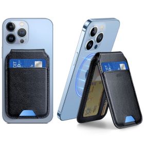 ESR Porte-cartes et Support HaloLock en Cuir Vegan pour iPhone avec MagSafe Noir Peau de Mouton