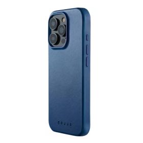 Mujjo Coque en Cuir iPhone 16 Pro Max - Bleu