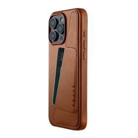 Mujjo Coque Portefeuille en Cuir iPhone 16 Pro Max - Marron
