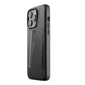 Mujjo Coque en cuir portefeuille pour iPhone 14 Pro Max - Noir