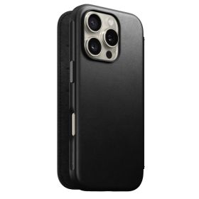 Nomad Coque Portefeuille Moderne en Cuir iPhone 16 Pro - Noir