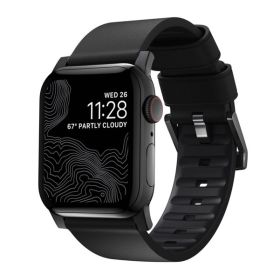 Nomad - Modern active - Bracelet en cuir Apple Watch 42mm / 44mm / 45mm / 49mm - Noir / Noir