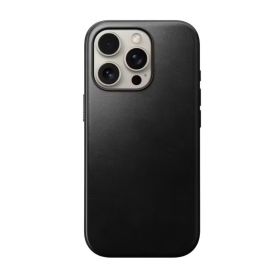 Nomad Coque en cuir moderne iPhone 16 Pro Max Noir Horween