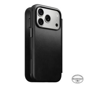 Nomad Modern Coque Folio en Cuir Horween iPhone 18 Pro Noire