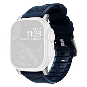 Nomad Bracelet Sport Robuste pour Apple Watch 42mm / 44mm / 45mm / 49mm - Bleu Atlantique / Argent