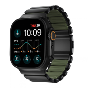 Nomad Stratos Bracelet Titane Apple Watch 44/45/46/49 mm Noir/Forest
