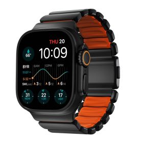 Nomad Stratos Titanium Strap Apple Watch 44mm / 45mm / 46mm / 49mm Black/Ultra Orange