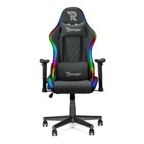 Ranqer Halo en tissu - Chaise gaming / Chaise gamer en tissu LED / RGB - Gris