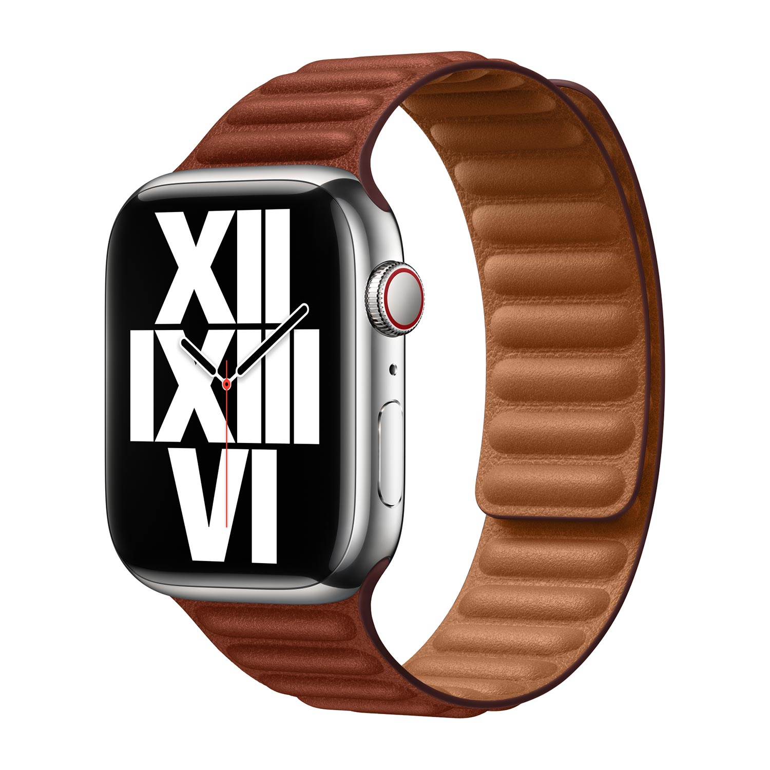 APPLE  Watch Bracelet &agrave; maillons cuir terre de Sienne 41&nbsp;mm - M/L